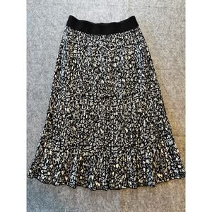 Metrowear PM Pleated Midi skirt in Black/White abstract leopard print skirt